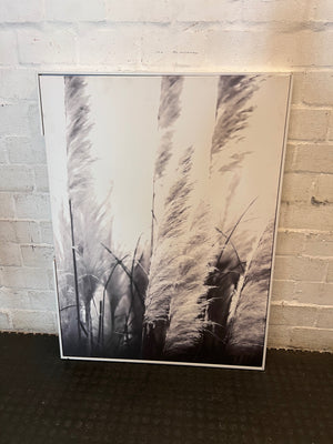 Large Monochrome Pampas Grass Framed Wall Art – condition detail