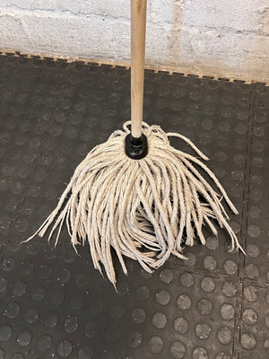 Traditional Wooden Handle Cotton Mop – side view