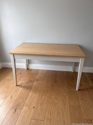 Oak Top Dining Table with White Frame – styled product image