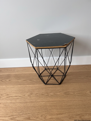 Hexagonal Side Table with Black Wireframe Base – styled product image