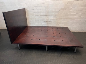 Mahogany-Finish Queen Platform Bed Frame – side view