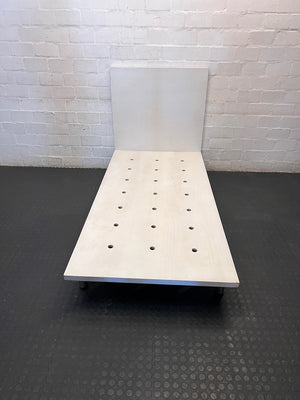Minimalist Single Bed Frame with Integrated Headboard – main front view