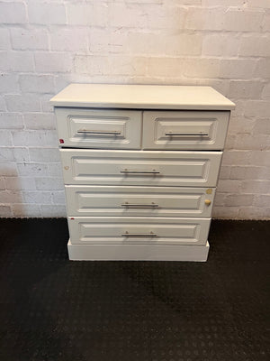 White Panelled Chest of Drawers with Metal Handles – main front view