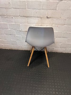 Modern White Bucket Chair with Wooden Legs – back view