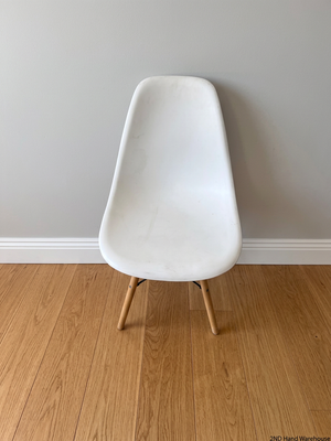 Modern White Bucket Chair with Wooden Legs – styled product image