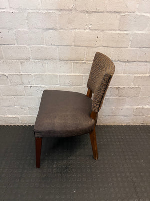 Mixed Texture Upholstered Dining Chair with Wooden Legs – side view