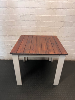 Two-Tone Square Wooden Dining Table – side view
