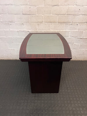 Dark Wood TV Unit with Frosted Glass Inlay – top view