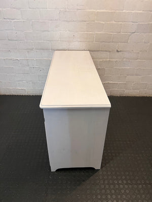 White Painted Wood Writing Desk with Pedestal Cupboards – condition detail