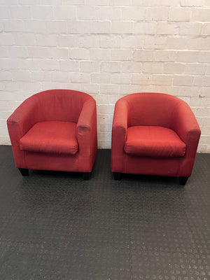 Red Fabric Tub Chair Armchair – side view