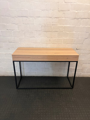 Oak-Tone Sahara Melawood Office Desk with Metal Frame – back view