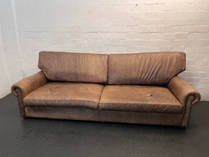 SHF Brown Leather 3 Seater Couch – main front view