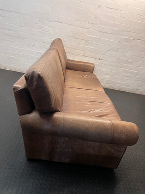 SHF Brown Leather 3 Seater Couch – top view