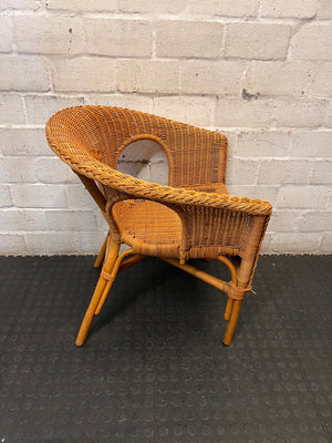 Woven Wicker Accent Chair with Curved Backrest – back view