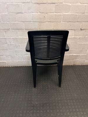 Black Plastic Outdoor Armchair – back view
