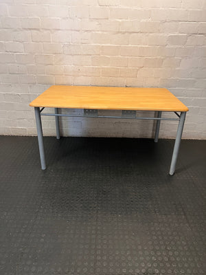 Rectangular Wood-Look Table with Grey Steel Legs – top view