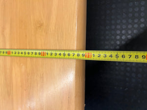 Rectangular Wood-Look Table with Grey Steel Legs – width measurement