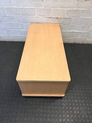 Light Wood-Look TV Unit with Drawer and Shelves – top view