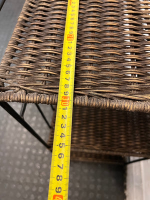 3-Tier Woven Wicker and Metal Shelving Unit – depth measurement