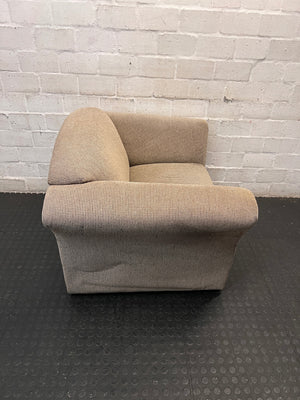Neutral Textured One Seater Couch with Flared Arms – back view