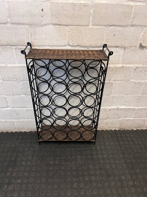 Metal and Woven Wicker Wine Rack – condition detail