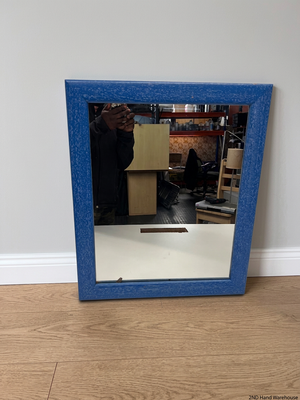 Blue Textured Rectangular Wall Mirror – styled product image