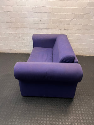 Purple Upholstered 2 Seater Couch with Rolled Arms – condition detail