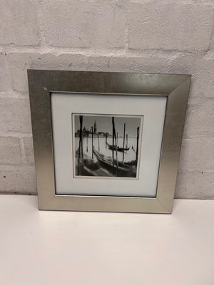 Framed Venetian Gondola Monochromatic Wall Art – main front view