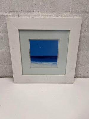 Square Coastal Print in White Washed Wooden Frame – main front view