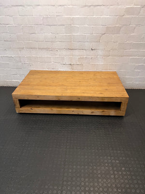 Chunky Minimalist Coffee Table with Open Storage – main front view