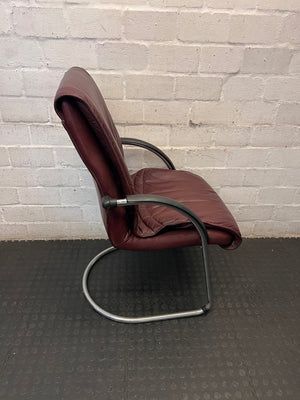 Burgundy Leather-Look Office Visitor Chair – top view