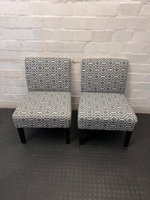 Grey Patterned Upholstered Slipper Chair – side view