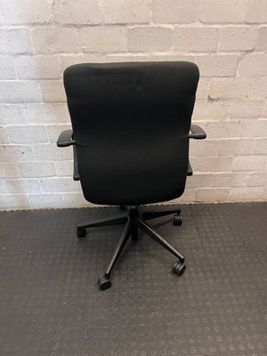 Black Mid-Back Fabric Office Swivel Chair – back view