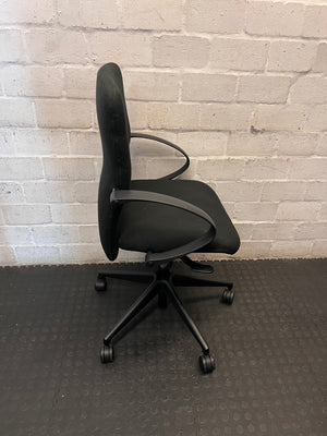Black Mid-Back Fabric Office Swivel Chair – top view