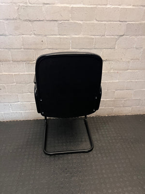 Black Upholstered Office Visitors Chair with Arms – back view