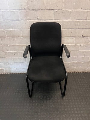 Black Upholstered Office Visitors Chair with Arms – main front view