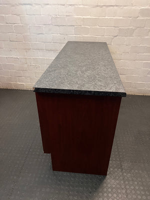 Mahogany Finish Canteen Unit with Stone-Effect Top – condition detail