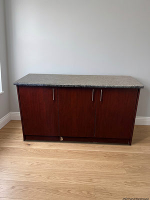 Mahogany Finish Canteen Unit with Stone-Effect Top – styled product image
