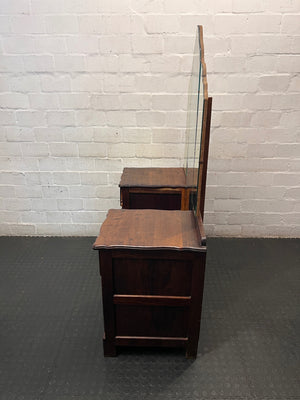 Vintage Dark Wood Dressing Table with Triptych Mirror – condition detail