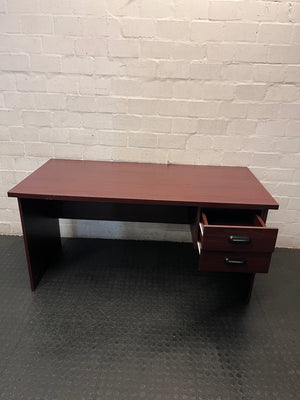 Mahogany Colour Office Desk with 2 Drawers – side view