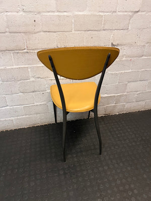 Yellow Upholstered Dining Chair with Tapered Metal Legs – back view