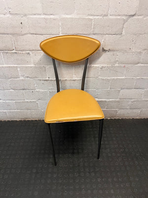 Yellow Upholstered Dining Chair with Tapered Metal Legs – main front view