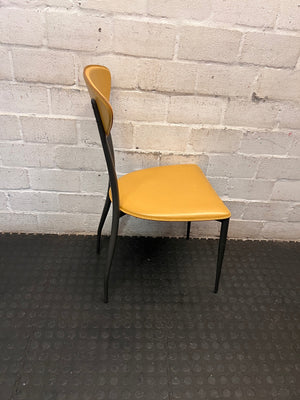 Yellow Upholstered Dining Chair with Tapered Metal Legs – top view