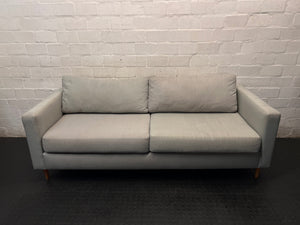 Light Grey 3 Seater Couch with Tapered Wooden Legs – main front view