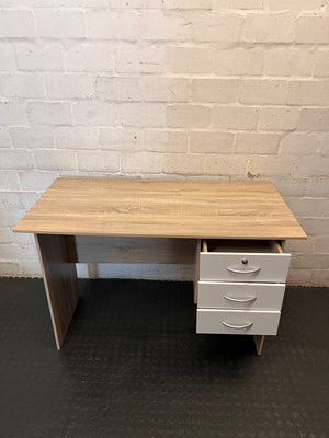Light Wood Office Desk with 3 Drawers – side view