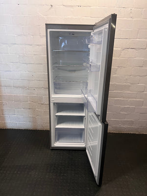 Defy 54cm Satin Metallic Fridge Freezer — Broken Drawer Covers – side view