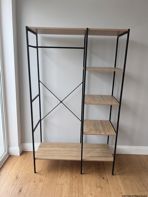 Industrial Style Metal and Wood Wardrobe Shelf Unit – styled product image