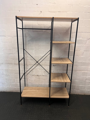 Industrial Style Metal and Wood Wardrobe Shelf Unit – top view