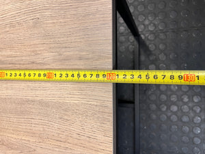 Industrial Oak Finish Coffee Table with Black Metal Frame – width measurement