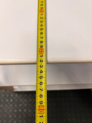 Three-Tier Timber Frame Shelving Unit with White Shelves – depth measurement